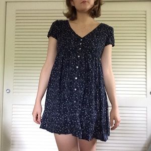 Blue and white floral babydoll dress